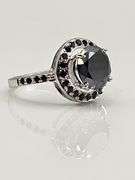 Impressive 14 Kt White Gold Plate 3.25 Ct Black Moissanite Ring