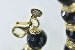 14K Yellow Gold Faceted Black Onyx Banded Bead Bracelet