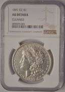 1891-CC Morgan Silver Dollar NGC AU Details Cleaned