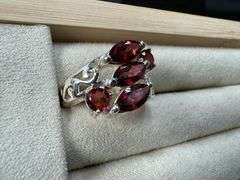 Sterling Silver Natural Garnet Gemstone Ring Size 7