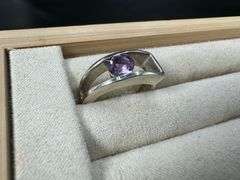 Sterling Silver Natural Amethyst Gemstone Ring Size 8