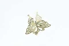 14K Yellow Gold Filigree Butterfly Change Beauty Symbol Pendant