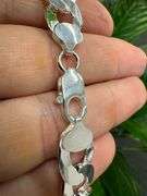 Men's 11.5mm Solid .925 Sterling Silver Flat Curb Chain Link Italy Bracelet 8" inch