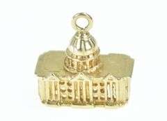 14K Yellow Gold 3D Capitol Building Washington DC Charm/Pendant