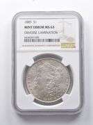 Error MS63 1889 Morgan Silver Dollar OBV Lamination NGC