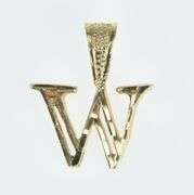 14K Yellow Gold W Letter Initial Monogram Letter Name Charm/Pendant