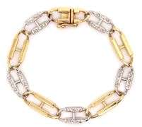0.45ctw Diamond Two Tone H Link Station Bracelet in 18K
