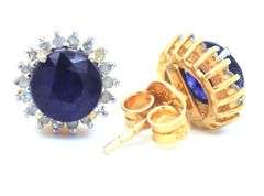 14kt Gold Plated Sterling Silver & Sapphire Earrings