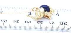 14kt Yellow gold Elephant lapis charm pendant on chain