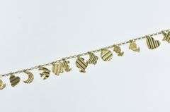 14K Yellow Gold HW Burdick Heart Clover Butterfly Charm Bracelet