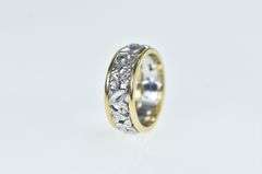 14K Yellow Gold NOS Two Tone Ornate Floral Band Ring