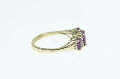 14K Yellow Gold Three Stone Oval Ruby Vintage Diamond Ring