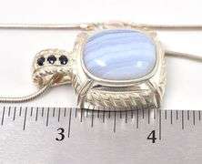 Purple Agate and Blue Sapphire Gemstone Pendant Necklace in Sterling Silver