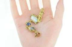 18K Yellow Gold William Fretz Opal Moonstone Goldstone Pin/Brooch