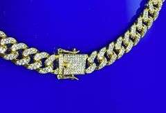 Huge 155.5 Gram 18 Kt Tri-Layered Gold Plate Cuban Link Necklace