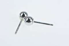 14K White Gold 4.0mm Round Ball Classic Vintage Stud Earrings
