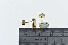 14K Yellow Gold Oval Natural Opal Vintage Stud Earrings