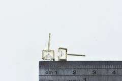 14K Yellow Gold Vintage CZ Solitaire Classic Stud Earrings