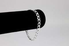 Men's 7.9mm Solid .925 Sterling Silver Flat Curb Chain Link Italy Bracelet 8" inch