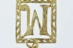 14K Yellow Gold Square M Monogram Initial Name Charm/Pendant