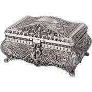 Vintage Zinc Alloy Engraved Jewelry Trinket Box