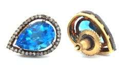 Gorgeous Topaz Teardrop Earrings rimmed with Diamond Accents