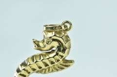 14K Yellow Gold 3D Sea Horse Vintage Ocean Animal Charm/Pendant