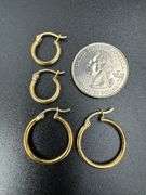 10k Yellow Gold Hoops 2 Pairs- 20mm & 13mm; Leverback