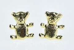 14K Yellow Gold Teddy Bear Stuffed Animal Kids Toy Stud Earrings
