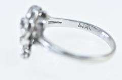14K White Gold Diamond Swirl Vintage Cluster Spiral Ring