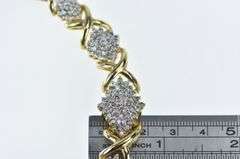10K Yellow Gold 3.00 Ctw Diamond Cluster Vintage X Link Necklace
