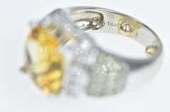 14K White Gold Cushion Citrine Diamond Peridot Cocktail Ring