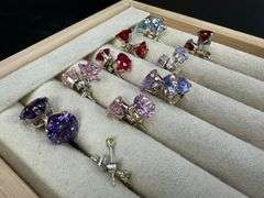 Sterling Silver CZ Earrings Lot of 10 Pairs Various Sizes and Styles