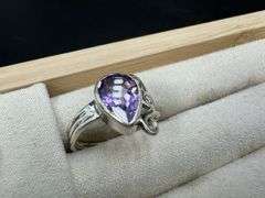 Sterling Silver Natural Amethyst Gemstone Ring Size 9