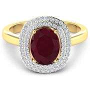 Elegant 14 Kt Yellow Gold Ruby Diamond Ring