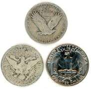 Three Different Types of US Quarters: 1907-O, 1926-S, & 1965