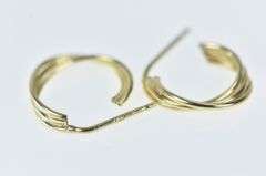 14K Yellow Gold 15mm Twist Design 3/4 Hoop Vintage Earrings