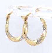 10kt two tone gold diamond cut hoop