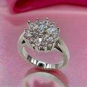 Dazzling 14 Kt White Gold Plated Lab Simulated Diamond Ring