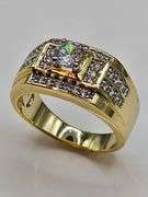 Men's 14 Kt Gold Plate 3.85 Cttw Lab Simulated Diamond Ring.