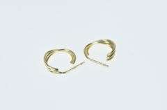 14K Yellow Gold 15mm Twist Design 3/4 Hoop Vintage Earrings