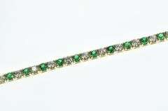 14K Yellow Gold 6.50 Ctw Emerald VS Diamond Tennis Bracelet