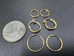 10k Yellow Gold Earring Set 3 Pairs Hoops (12mm, 14mm, 16mm)