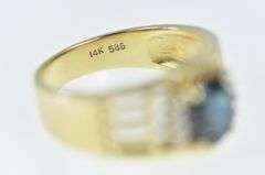 14K Yellow Gold Sapphire Diamond Statement Vintage Ring