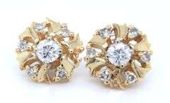 14kt Yellow gold diamond stud with diamond jackets