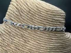 Sterling Silver Diamond-Cut Figaro Link Chain 3.9mm Solid 925 Italy Bracelet 8" inch