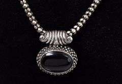 Black Onyx Pendant Necklace in Sterling Silver