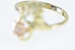 14K Yellow Gold Black Hills Flower Daisy Diamond Swirl Bypass Ring