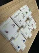 10k Yellow Gold 3mm CZ Earrings Clear, Blue, Green, Light Pink, Pink 6 Pairs