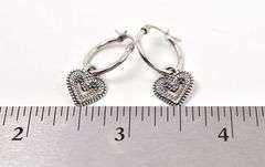 Heart Hoop Earrings in Sterling Silver